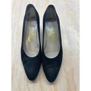 Sam Edelman Black Suede Pointed Toe Bow Flats Silver Detail 9.5